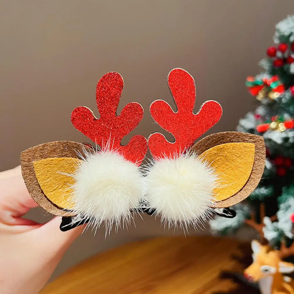 Reindeer Head Hairpin Festive Christmas Hairpins Set with Reindeer Snowman Santa Claus Plush Decor Holiday Sequins for Women