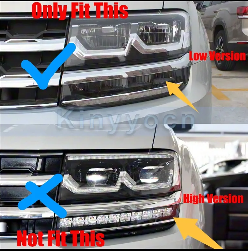 Low Version Headlight Cover Shell For Volkswagen Atlas/Teramont 2018-2020 Front Headlight Cover Shell Replacement Lampshade