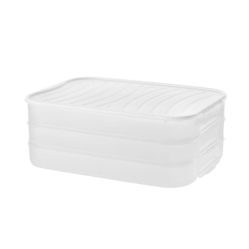 1/3 Layers Dumplings Box Stackable Plastic Storage Tray with Lid Sealed Airtight Preservation Container Fridge Refrigerator