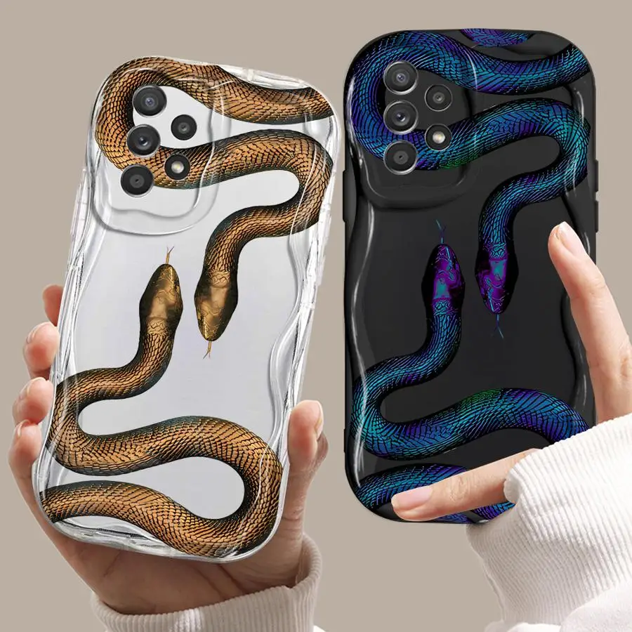 Snake Rose Skull Blvck Phone Case for Samsung Galaxy A34 A21s A35 A52 A72 A71 A73 A55 A12 A13 A15 A23 A25 A32 A33 4G 5G Cover