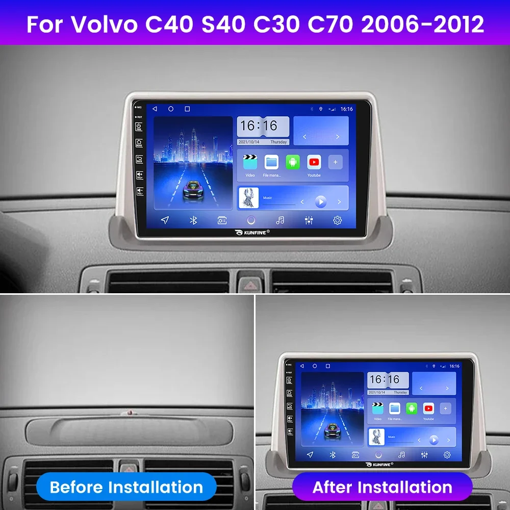 Android Car Radio For Volvo C40 S40 C30 2006-2012Car Stereo 2Din Octa Core GPS Navigation Player IPS Screen Carplay Android Auto