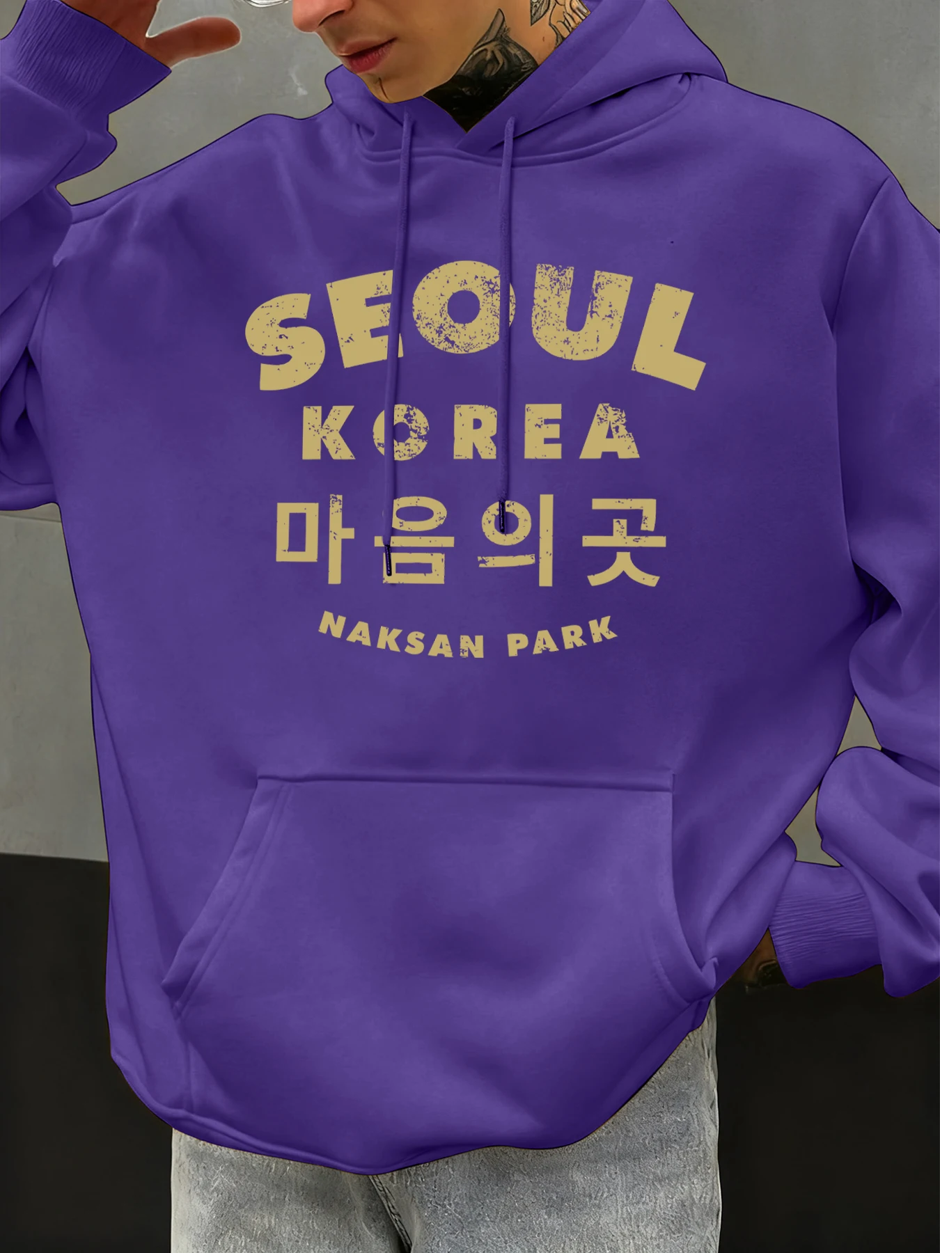 سيول كوريا إلكتروني يطبع الرجال هودي الخريف الصوف هوديس الهيب هوب المتضخم الشارع الشهير مريحة ملابس غير رسمية للجنسين #2