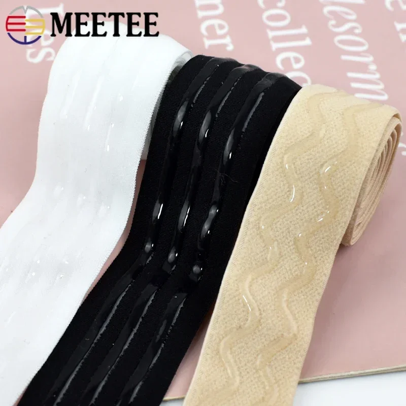 1/2/3M Nylon Silicone Elastic Band 25/30mm Non-slip Rubber Ribbon Bag Bra Clothes Strap Webbing Tape DIY Sewing Accessories