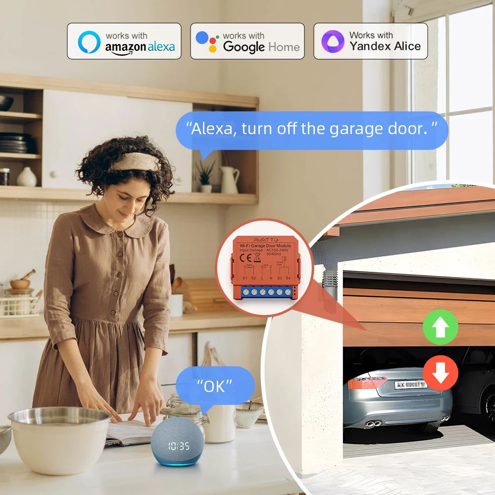 AVATTO WLAN-Garagentoröffner, Smart App Fernbedienung, Sprachsteuerung, Tor- und Türschaltermodul, kompatibel mit Tuya, Alexa, Google Home, Alice – Detail 4