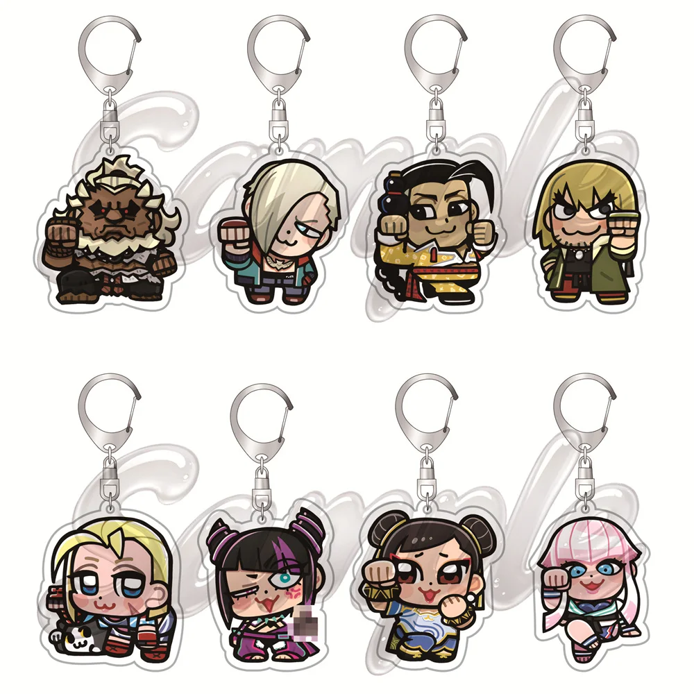 Game Street Fighter 6cm Acrylic Keyrings Backpack Decorations Accessories Decor Gifts Exquisite Products Friends Birthday Gifts