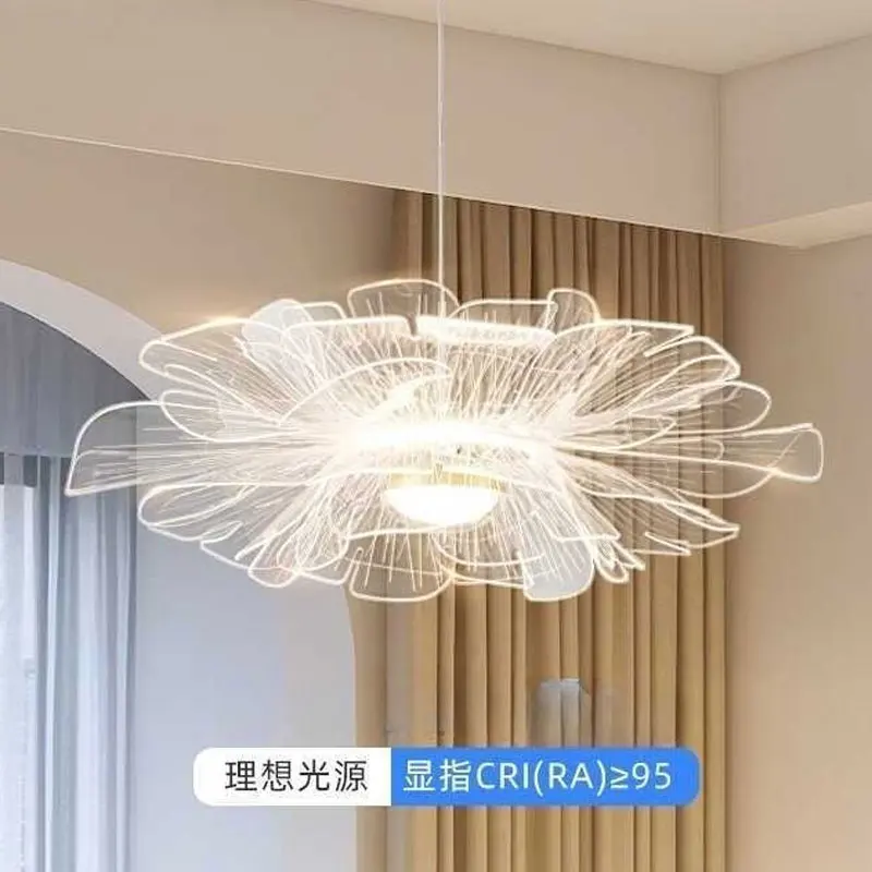 Light luxury restaurant chandelier creative art bedroom lamp minimalist net red petal bar table lamp cream wind mountain lamp