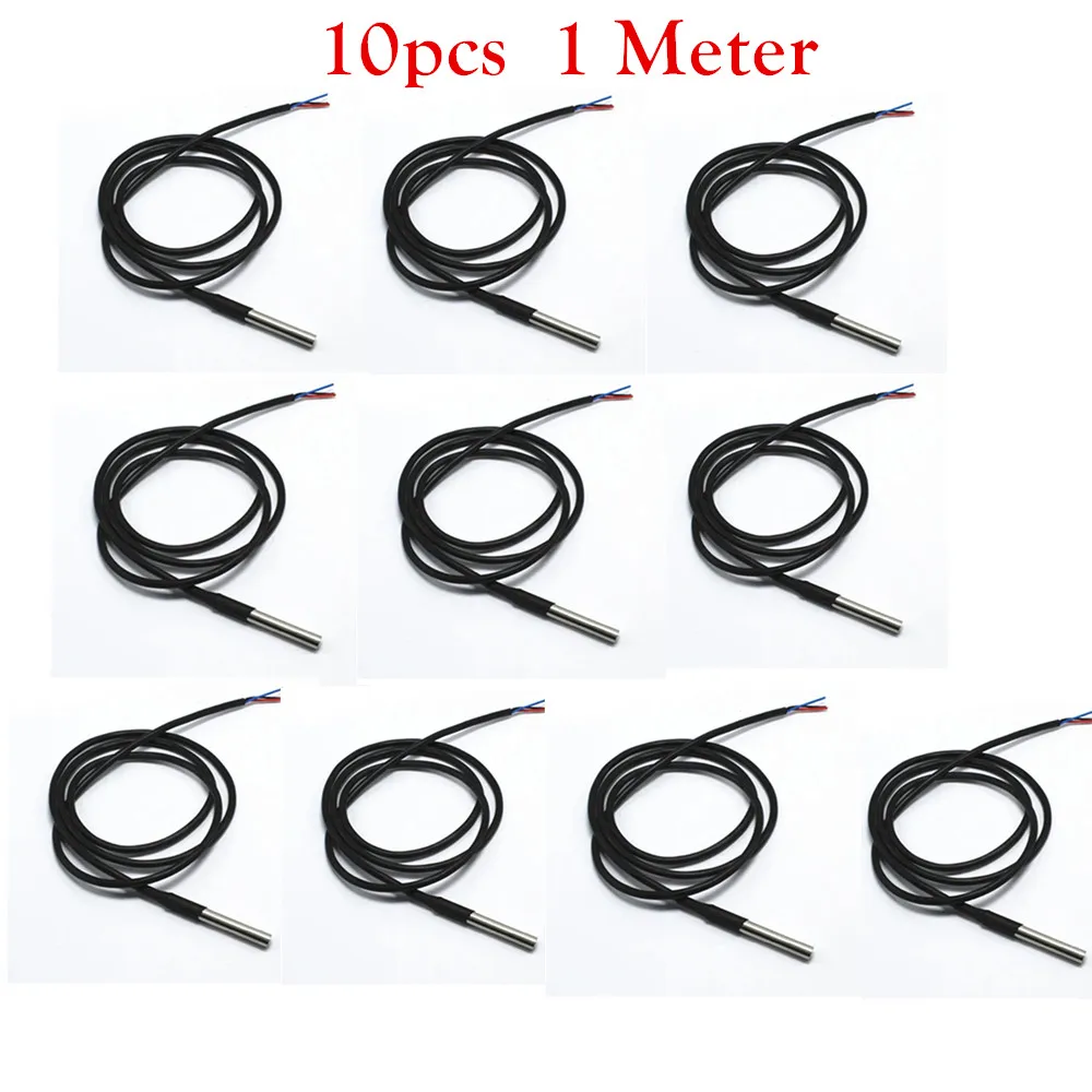 10PCS DS18B20 Waterproof Thread Temperature Probe Temperature Sensor Stainless Steel Package 1/2Meter For Arduino