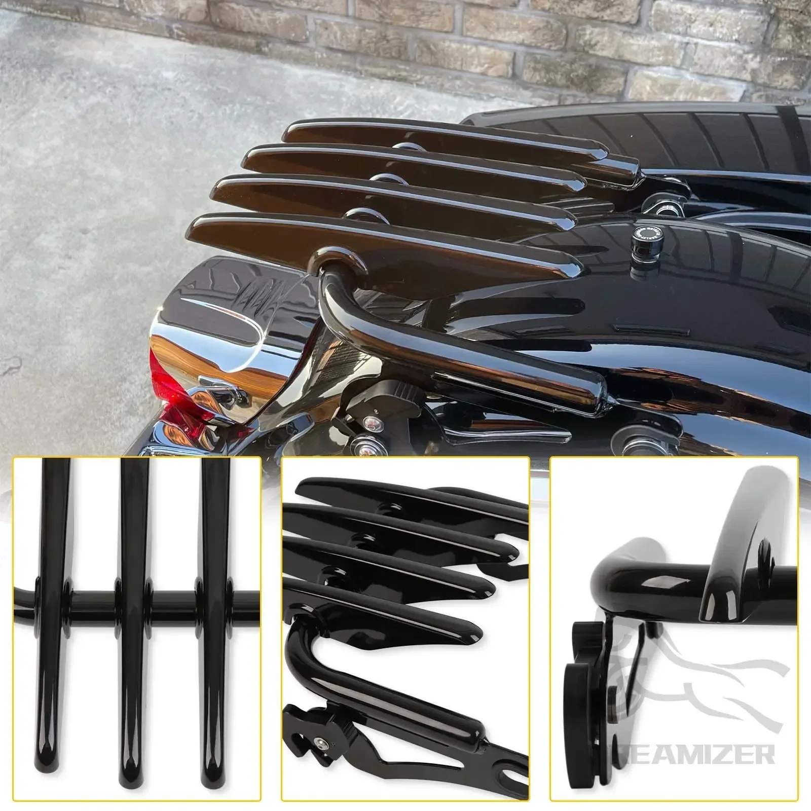 

Two-Up Luggage Stealth Rack for Harley 09-20 Road King FLHR Fits For 2021 Touring FLH Street Glide Special FLHX Detachables