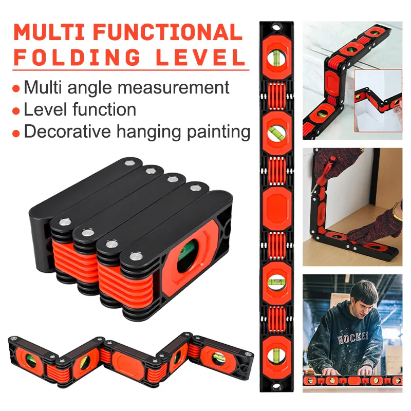 Multi-Function Foldable Level 23-Inch Multi-Angle Measurement Woodworking Tools Precise Leveling in Any Position Save Time