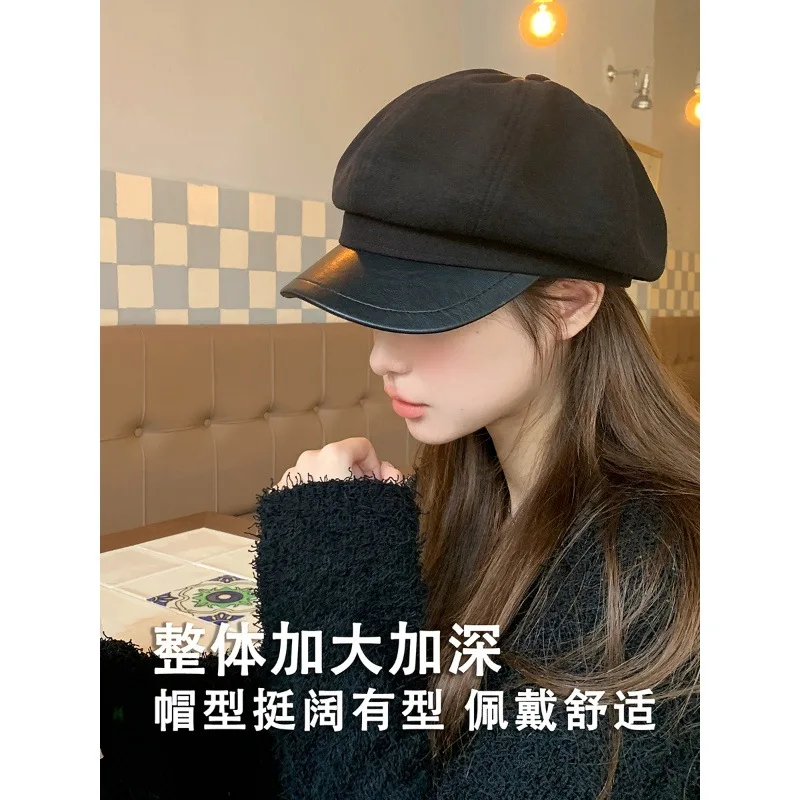 Japanese Style All-Matching Beret Women's Autumn Face Slimming Art Style Street Style Casual Retro British Newsboy Painter Hat