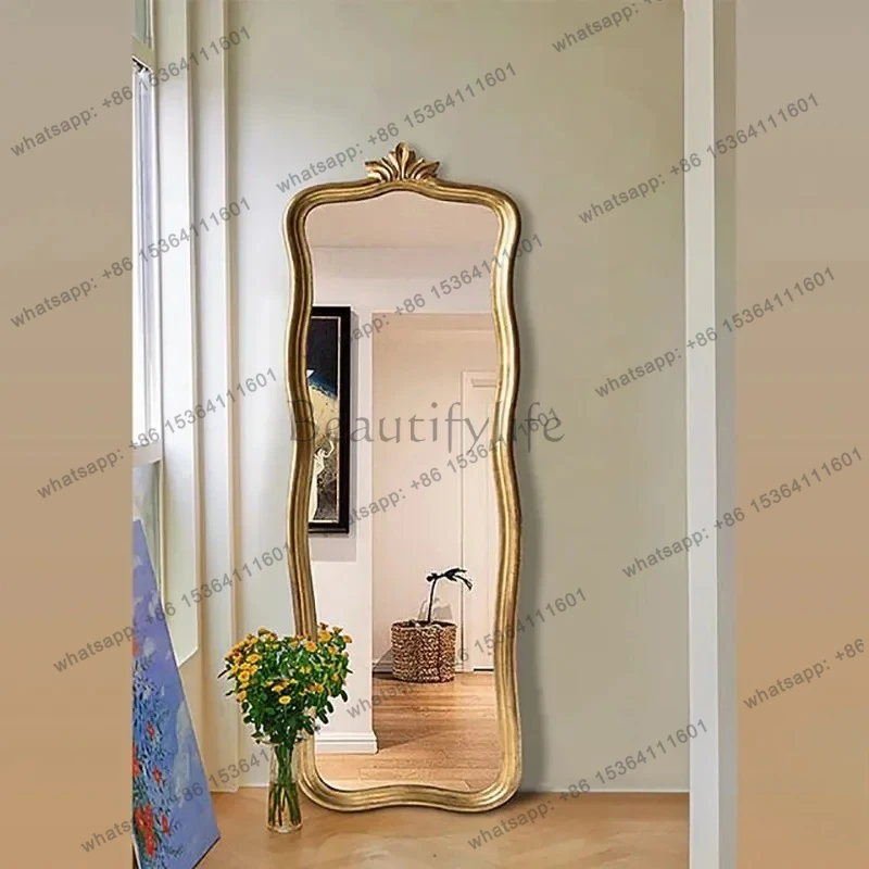 French retro engraved whole body, European-style old waves, ultra-narrow, full-length mirror