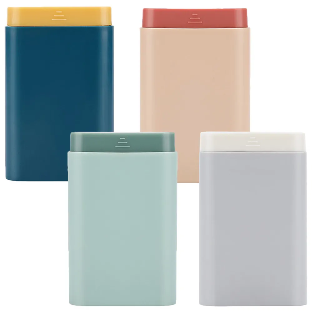 

Набор из 4-х многосекционных органайзеров для лекарств: портативный компактный дорожный контейнер для ежедневного использования с цветовой кодировкой, тип выдвижного ящика, из АБС-пластика