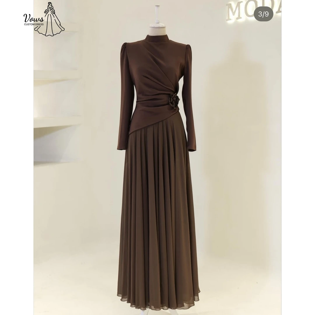 Vows Round Neck Elegant Dresses Woman Line A Custom Made Prom Luxury Dress 3D Flowers Elegant Guest Wedding Evening Dresses 2025