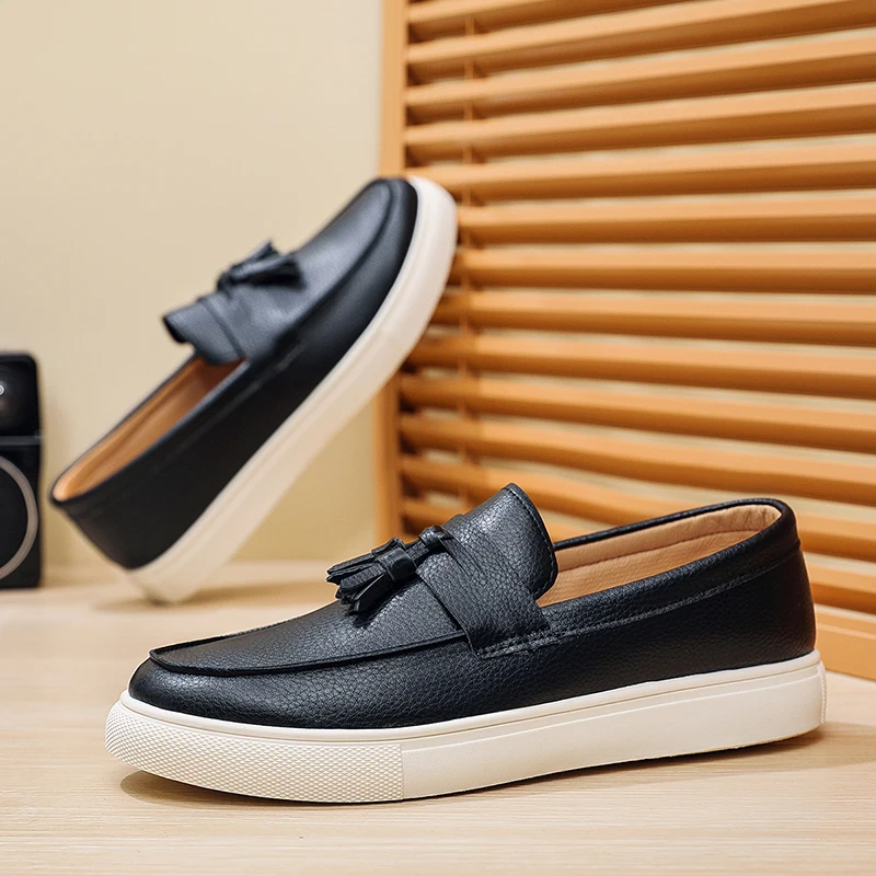 Fashion Men's Casual Shoes pu Leather Men British Style Penny Loafers Mens Slip-on Thick Sole Outdoor Flats