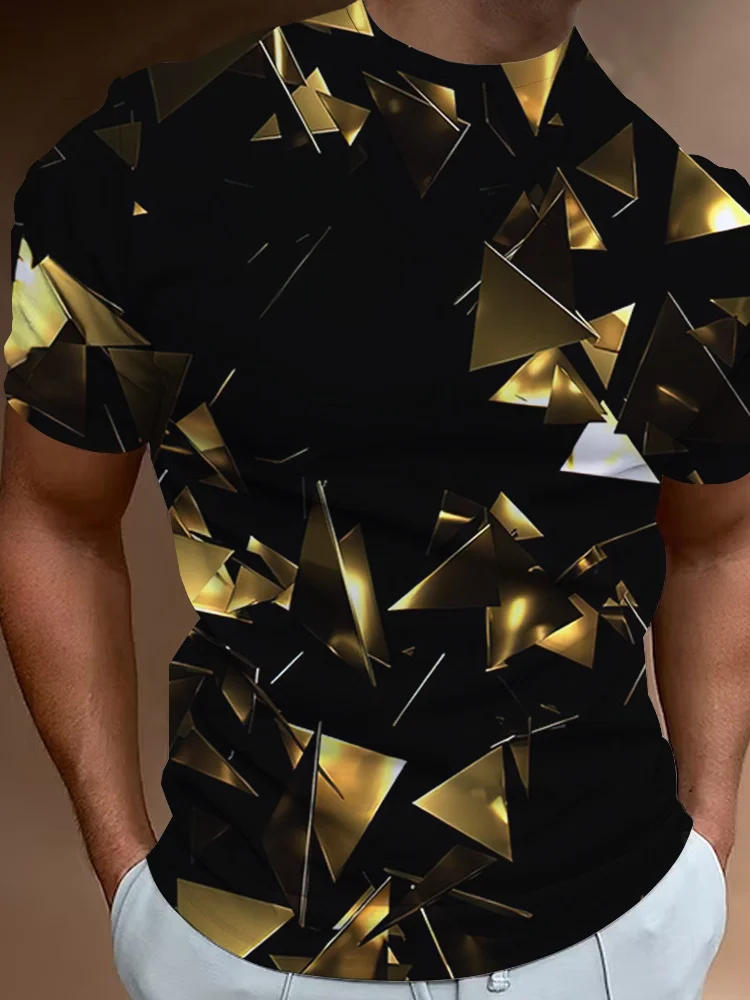 

Men Clothing New T-Shirt Geometric 3D Printing Summer Cool Funky Short Sleeve Tops Large Size Casual Loose Men's T-Shirt