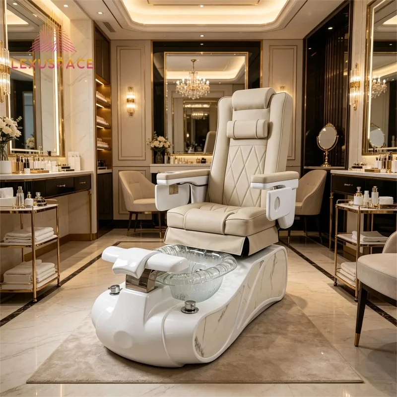 All-in-One Electric Lift Adjustable Whirlpool Pedicure Spa Chair with Multi-Function Massage for Professional Nail Salons
