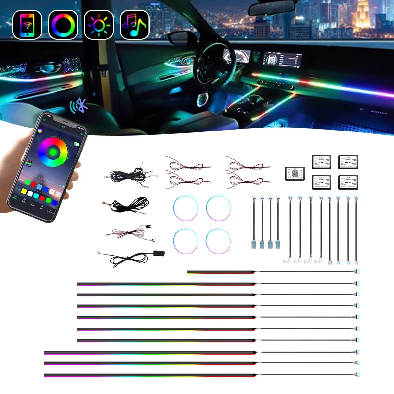 

Fast Delivery Chasing Rgb Car Atmosphere Light 26 in 1/24 in 1/18 in 1 Interior Led Lights Symphony Led Car Ambient Lights