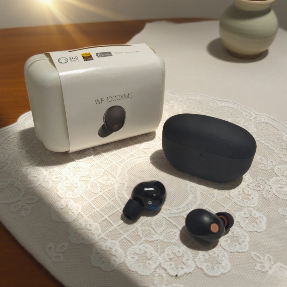 Earphone Bluetooth Nirkabel Mini WF-1000XM5 Trendi dan Cantik, Earphone Musik Bluetooth In-Ear