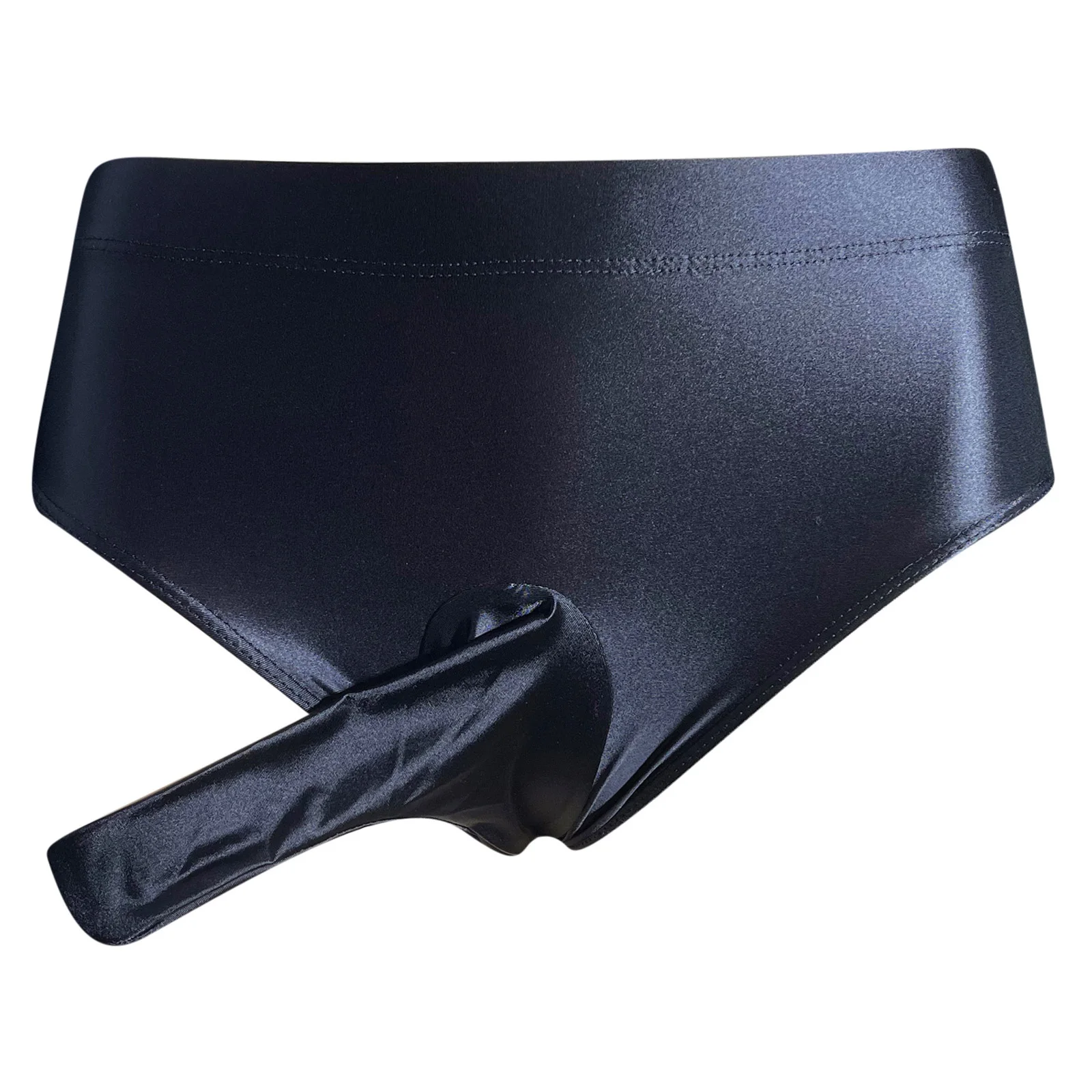 Mens Glossy Low Rise Briefs Sheath Pouch Elastic Waistband Underpants Thin Sheer Underwear for Nightclub Couple Games