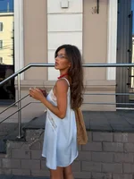 Robe Courte Sexy en Satin Bleu et Dentelle pour Femme, Bretelles Fines, Col en V, Découpes, Moulante, Robe de Plage d'Été, Vestidos 2026 5