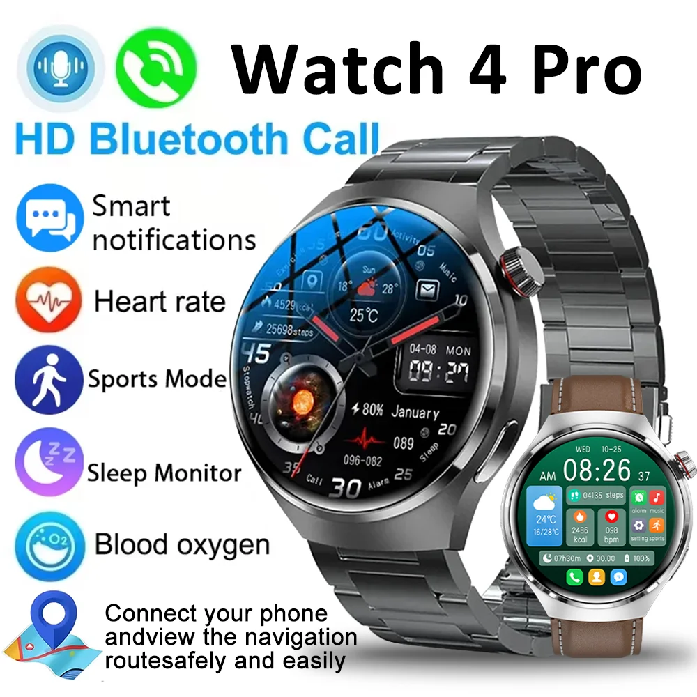 

Новые смарт-часы 2026 Watch 4 Pro NFC GPS для мужчин с AMOLED-дисплеем 1,53 дюйма, 100+ спортивных режимов, звонки по Bluetooth, высококлассные смарт-часы для мужчин