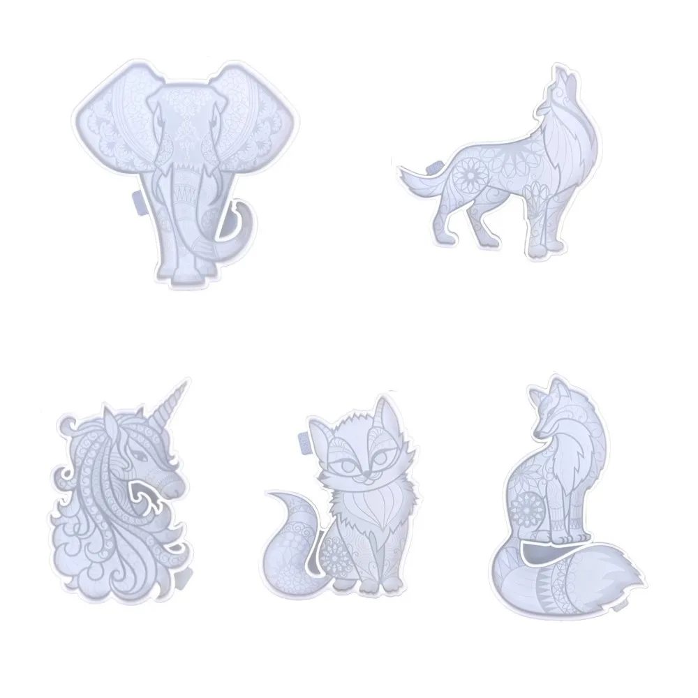 Animal Pendant Wall Art Epoxy Casting Silicone Mold For DIY Ornament Elephant Wolf Fox Wall Hanging Home Party Decoration