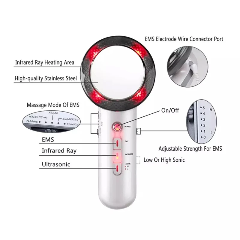 Masseur portatif de sculpture corporelle EMS avec chauffage infrarouge et Vibration sonique pour le raffermissement et la relaxation de la peau