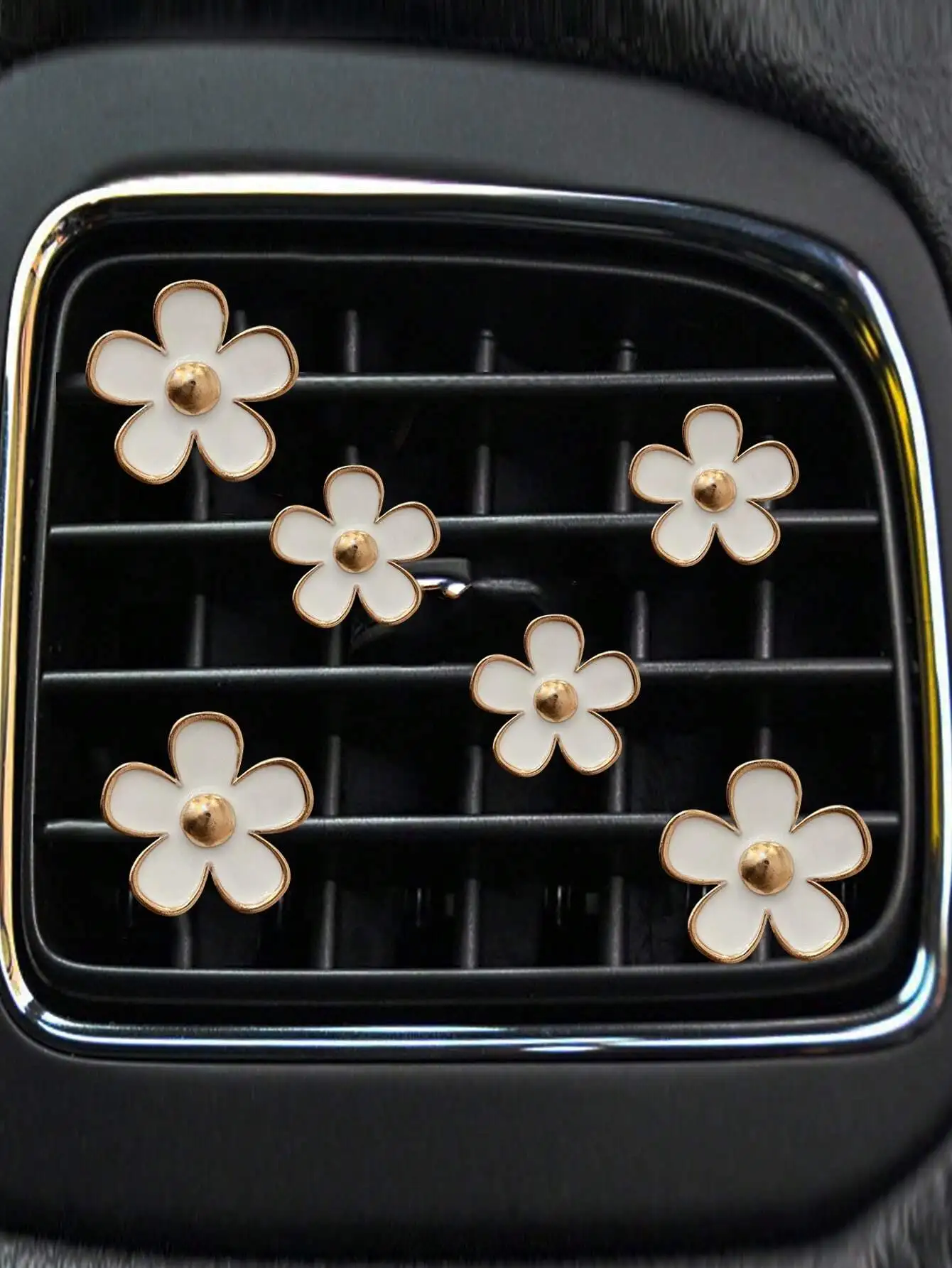 

Six alloy daisy vent clips serve as delicate car interior decor. Release fresh fragrance steadily, stylish floral design beautifies driving space elegantly