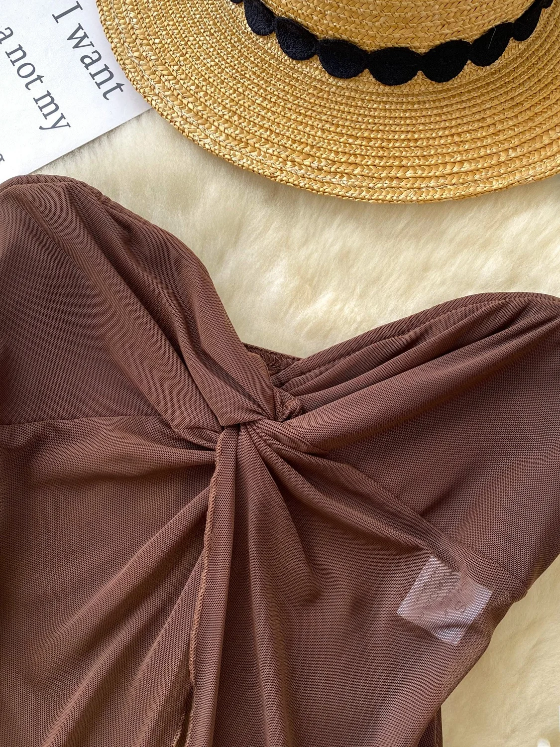 Summer Sexy Knotl Svel Me Top Women's Vest Design Sensual Pure Desire Open Split Bustier Sle Commute Faion