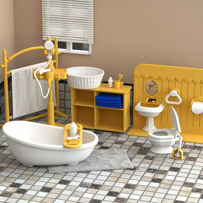 Articoli in miniatura mobili famiglia giocattolo casa delle bambole soggiorno bagno cucina aula Set fingere idee Creative regalo giocattolo per