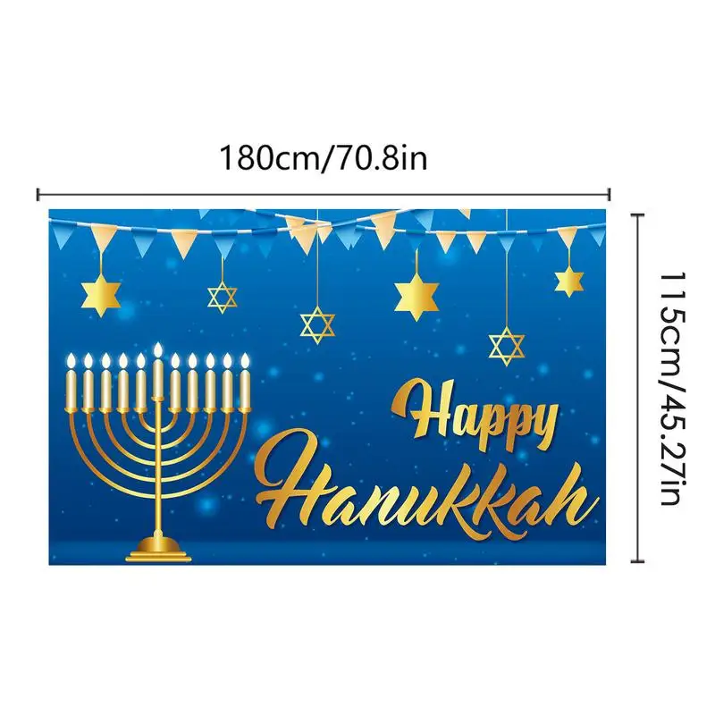 Happy Hanukkah Photography Backdrop Holiday Party Decoration Festival Home Decoration for Hanukkah Festive Day Indoor Outdoor