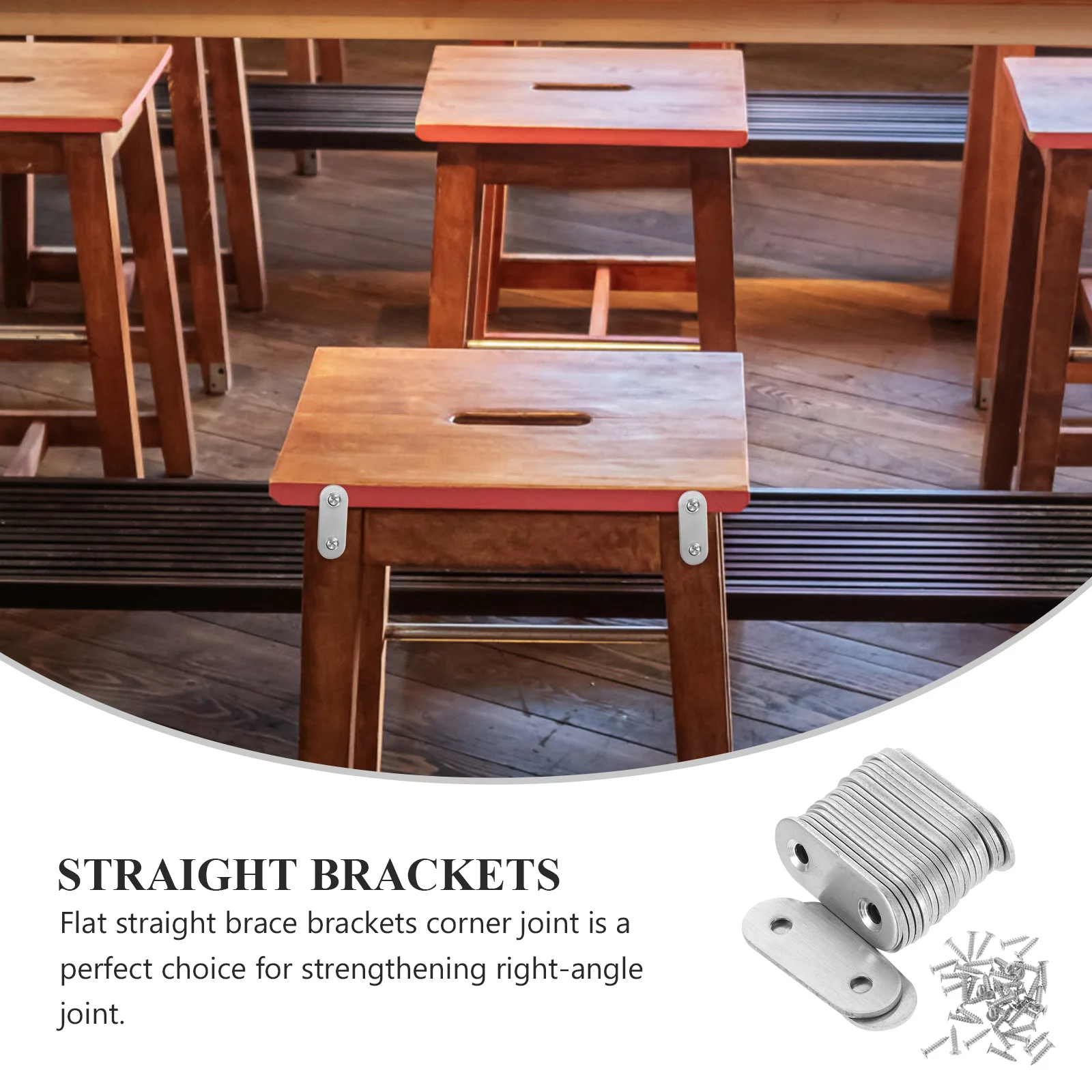 

22Pcs Stainless Steel Straight Furniture Brackets Strong Flat Braces Mending Plate Metal Brackets for Wood Furniture Repair