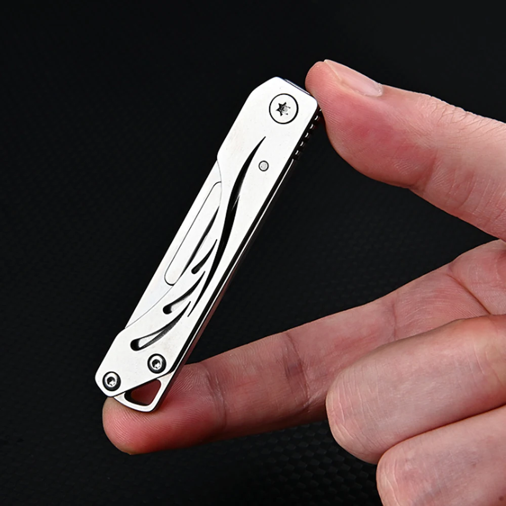 Mini Bottle Opener Scalpel Stainless Steel  Folding Knife Outdoor Survival Camping Portable EDC Tool 10 Blade Free