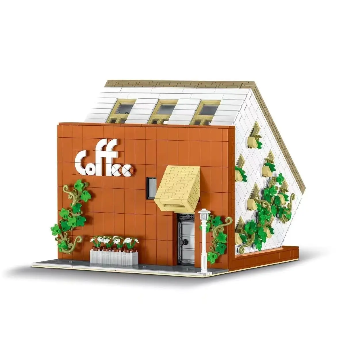 MK 10209 3118PCS Light Upside Down Coffee House Building Blocks MOC Urban Street View Bricks  Toys For Adult