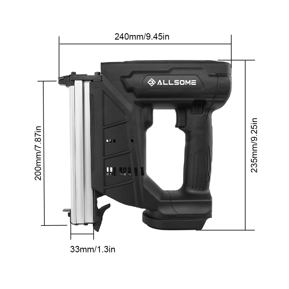 Allsome Electric Brad Nailer, Electric Nail Gun/Staple Gun for Upholstery, Carpentry Woodworking Projects for Makita 18V Battery