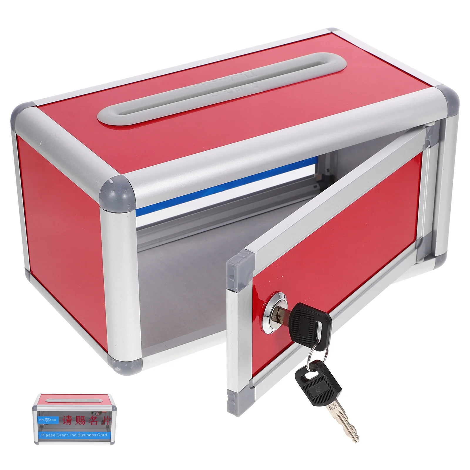 

Business Card Box Aluminum Alloy Portable Card Storage Box For Office Desk Organizer Multi-Function Cards Container Name