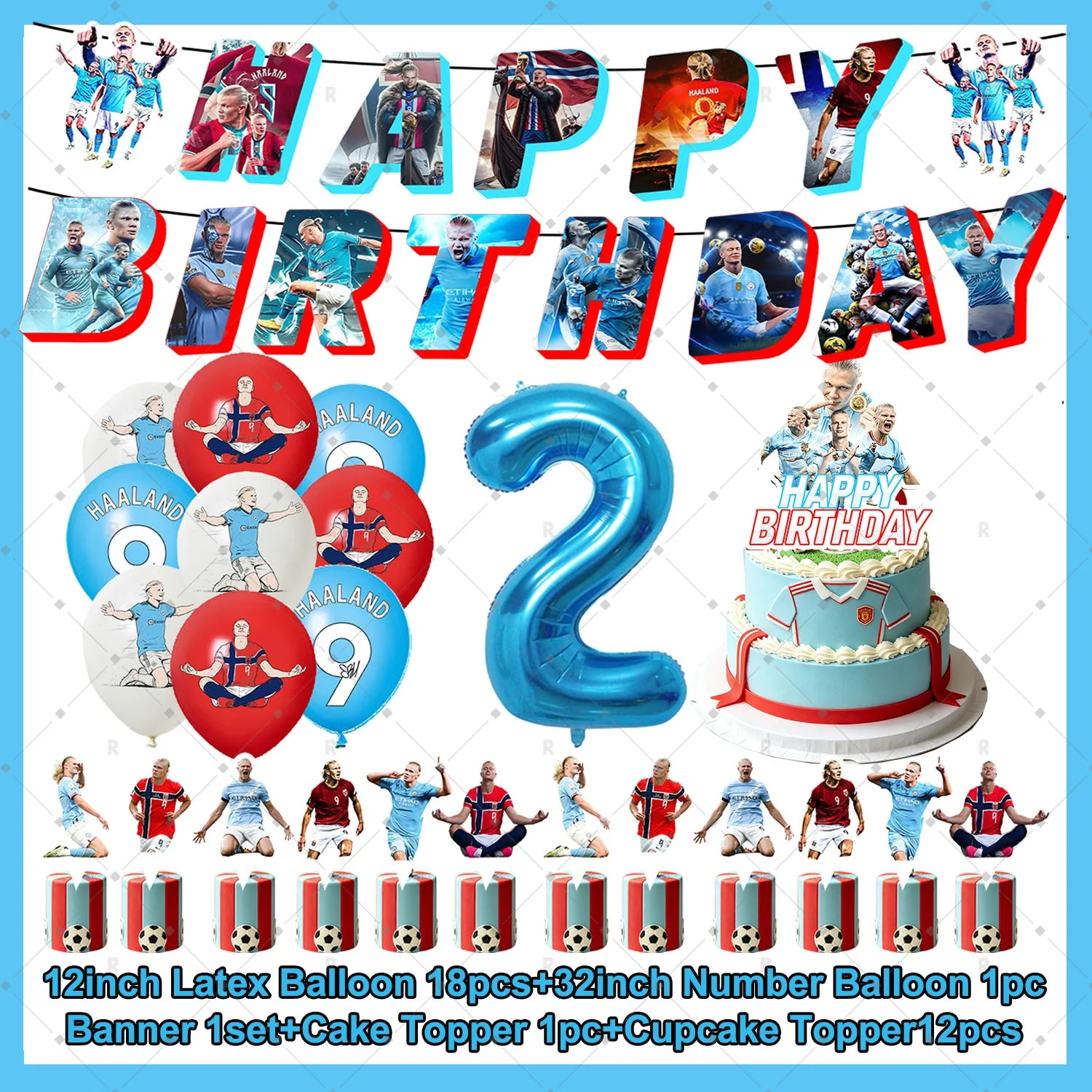 Confetti Balloon Set - Erling Haaland Football Player Happy Birthday