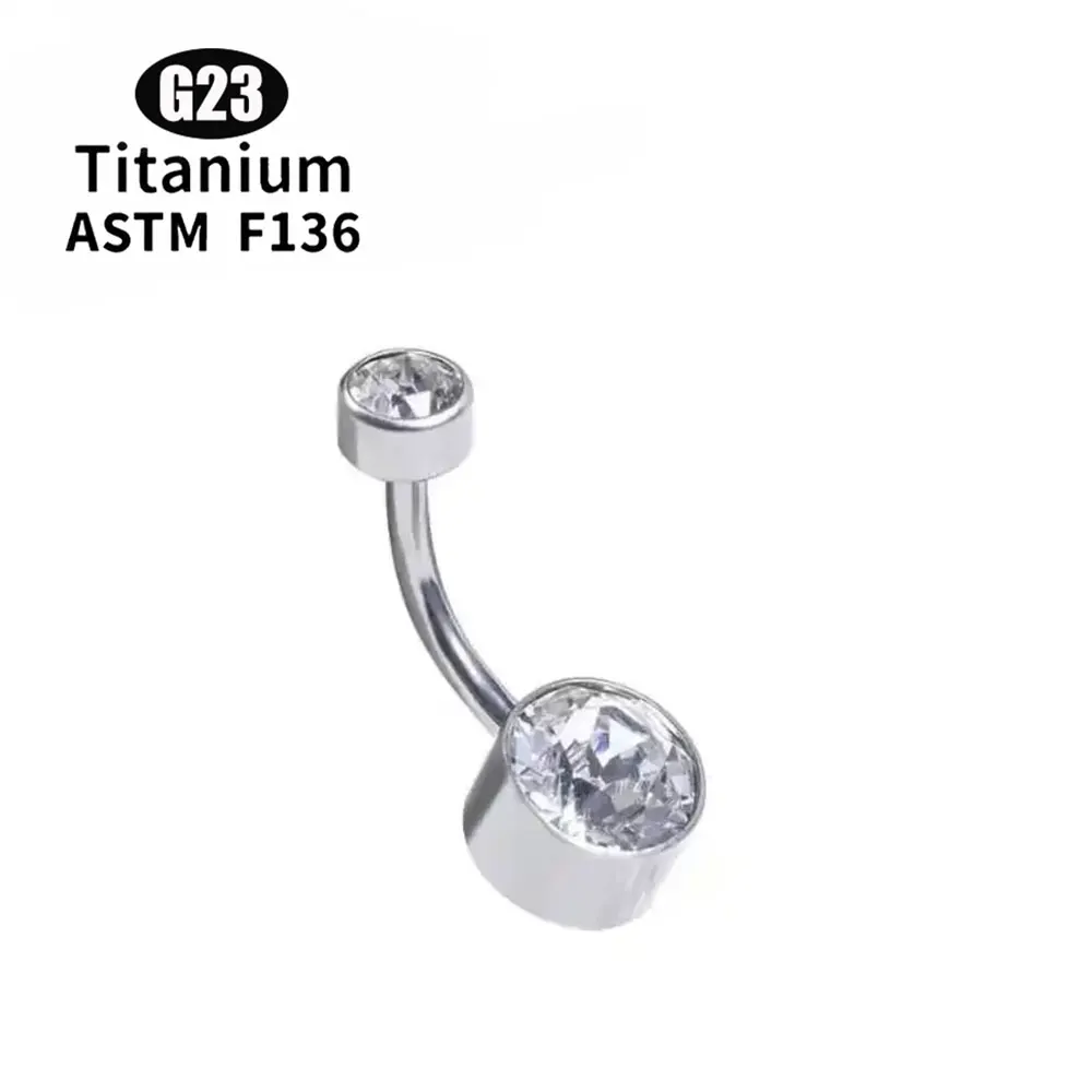 Women's G23 Titanium Round Zircon Belly Button Ring