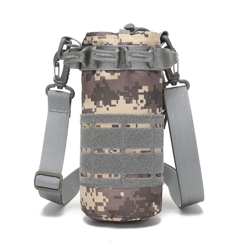 Outdoor Water Bottle Pouch Tactical MOLLE Hydration Carrier Bag with Extra Accessory Pouch and Detachable Shoulder Strap