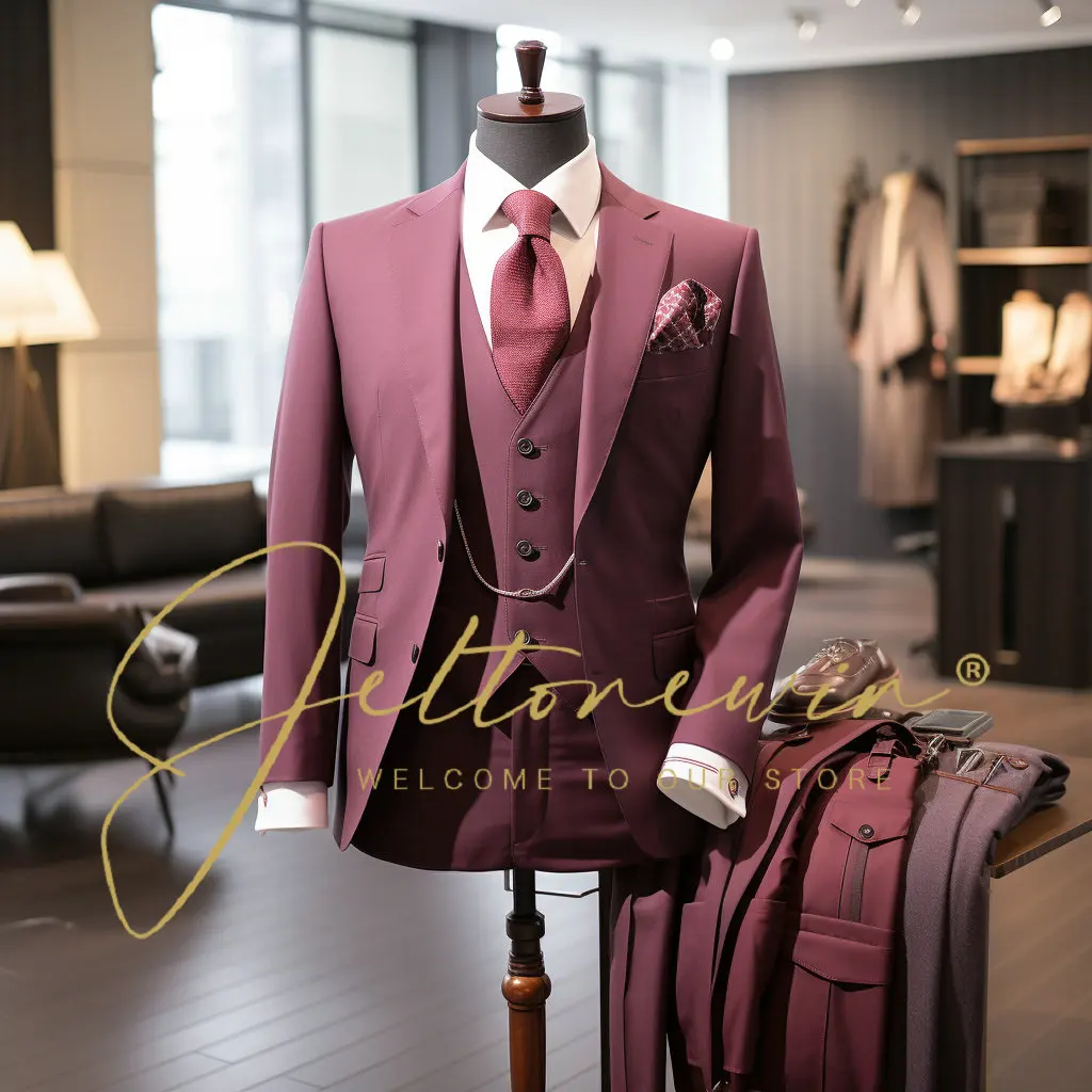 

Fashion Suits for Men Slim Fit Blazer Pants 3 Pieces Set Prom Wedding Business Men Suit Tuxedo Costume Homme Suits For Men