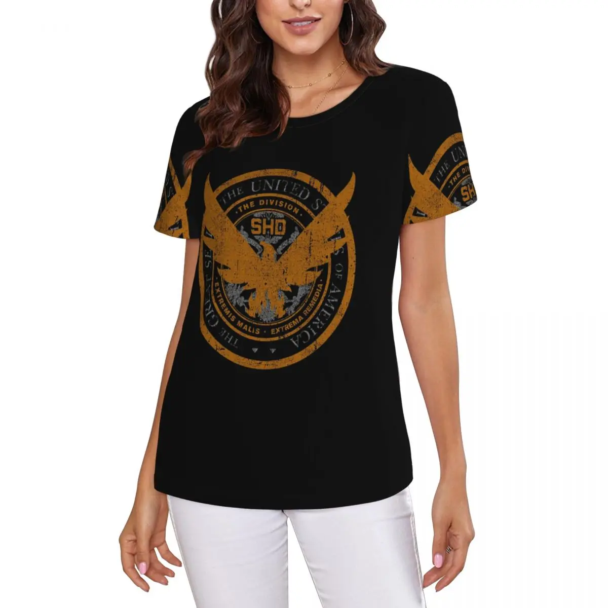 Game Tom Clancys The Division SHD Seal T-Shirt Women Short Sleeve T Shirts O-Neck Streetwear Cotton Summer Tees Streetwear