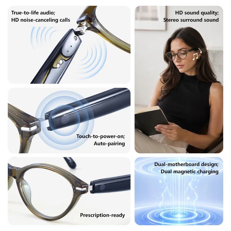 Smart Bluetooth Earphones AI Translation Glasses Wireless Audio Glasses Colour-changing Sunglasses Cycling and Sports