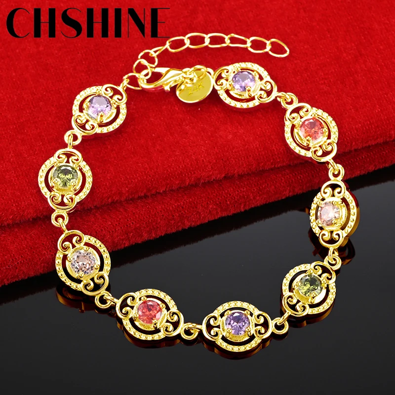 

CHSHINE 18K Gold Colour Zircon Bracelet For Women Wedding Engagement Party Fashion Charm Jewelry