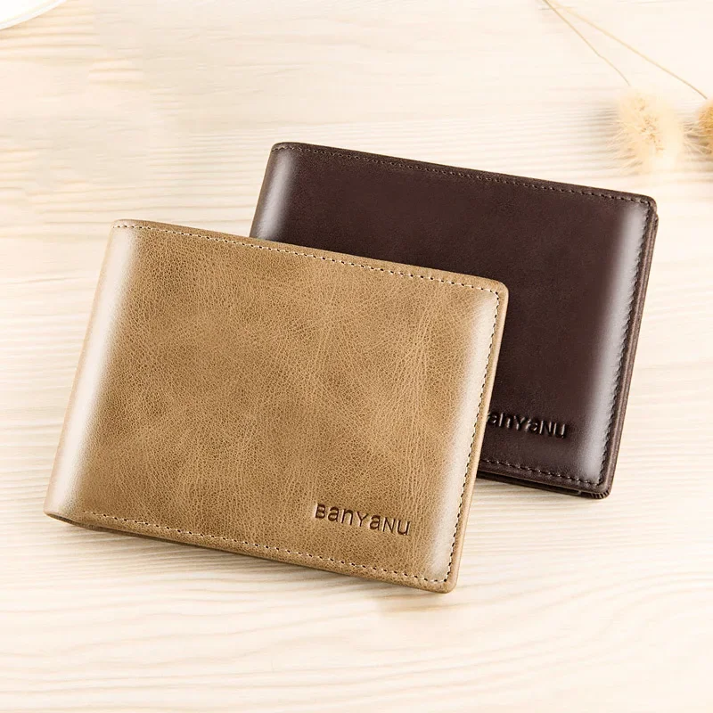 Cross Vertical Wallets for Women Genuine Leather Men Wallets Short Driver License RFID Card Holder Small Purses Blue Red Wallet