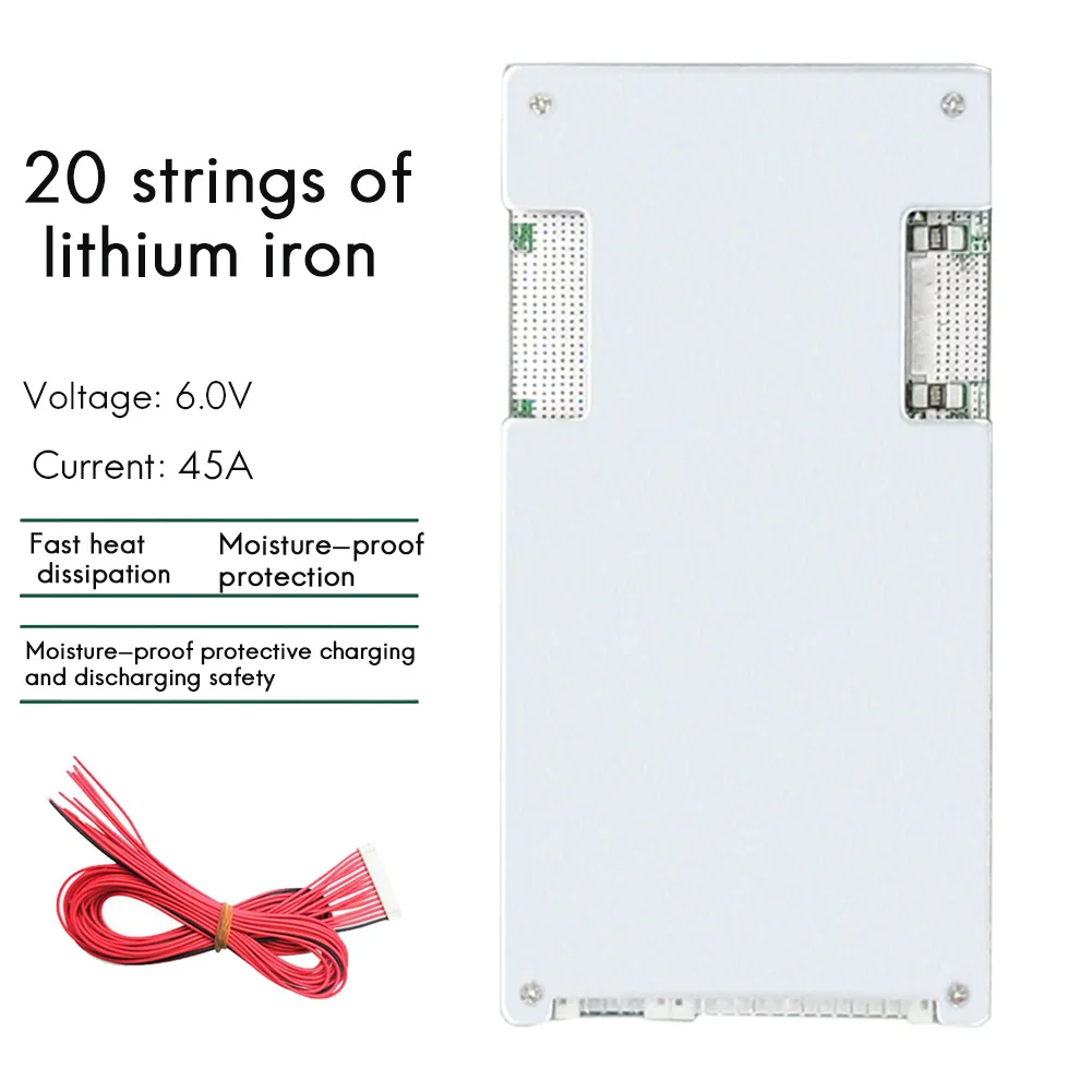 20S 60V 45A Lithium Iron Battery Protection Board BMS Power Protection Board for Electric Vehicle Tricycle with Balance