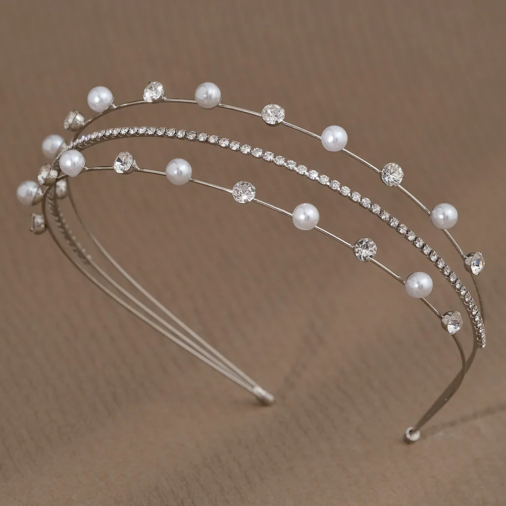 

Pearl Headband Rhinestone Bridal Hairband Wedding Party Headdress Elegant Multi-Layer Bridal Hair Decor Comfortable Secure Fit