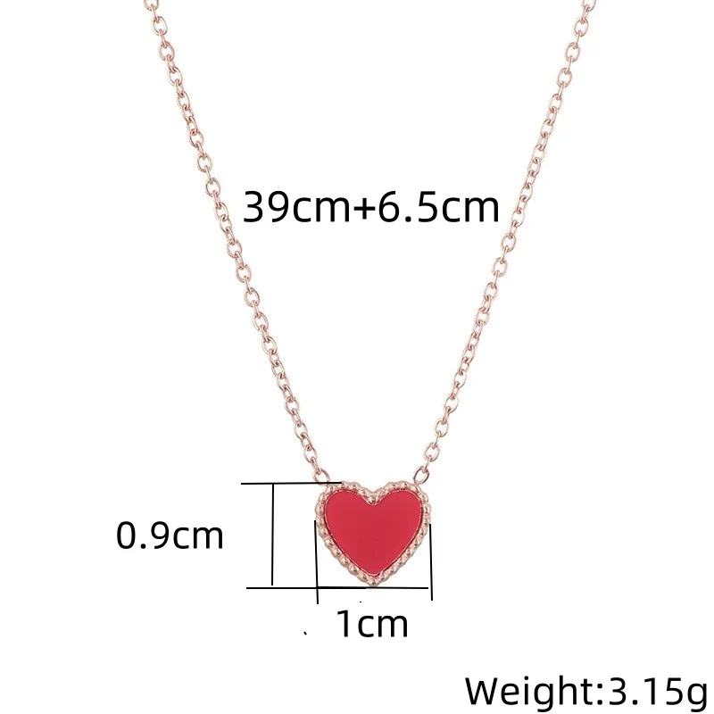 Double-sided heart-shaped love pendant titanium steel necklace female plated 18K rose gold collarbone chain fashion hundred with