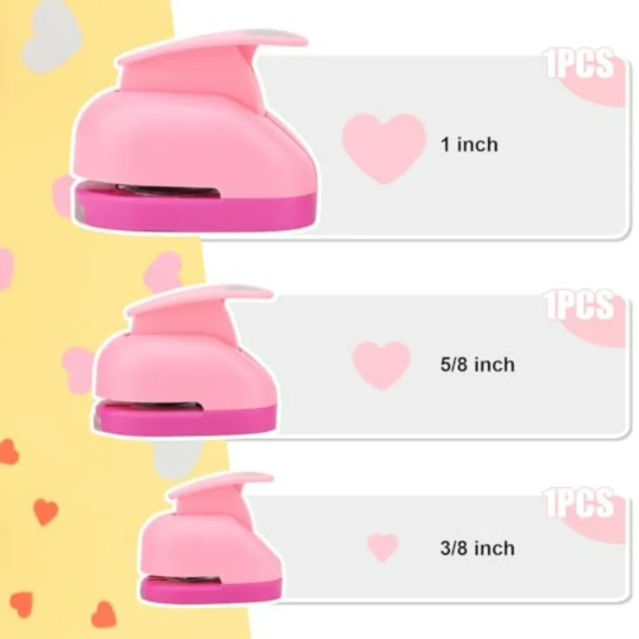 3PCS Paper Punches for Crafting HeartShaped Hole Punch Tool for Perfect for Scrapbook Photo Decoration Wedding Day Greeting Car