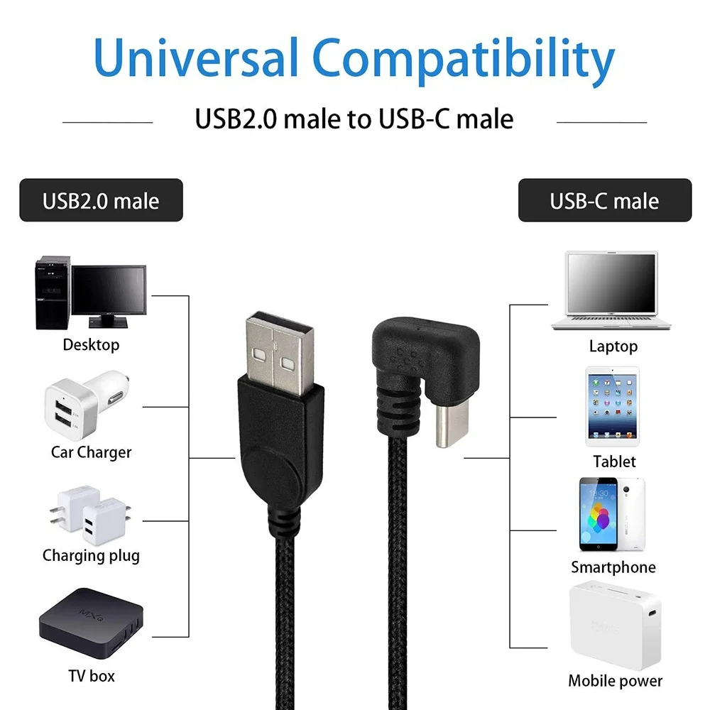 USB A to Type-C Fast Charging 180 Degree U Shaped USB C Charger Data Sync Transfer Cable Nylon Braid Cord for Mobile Phone