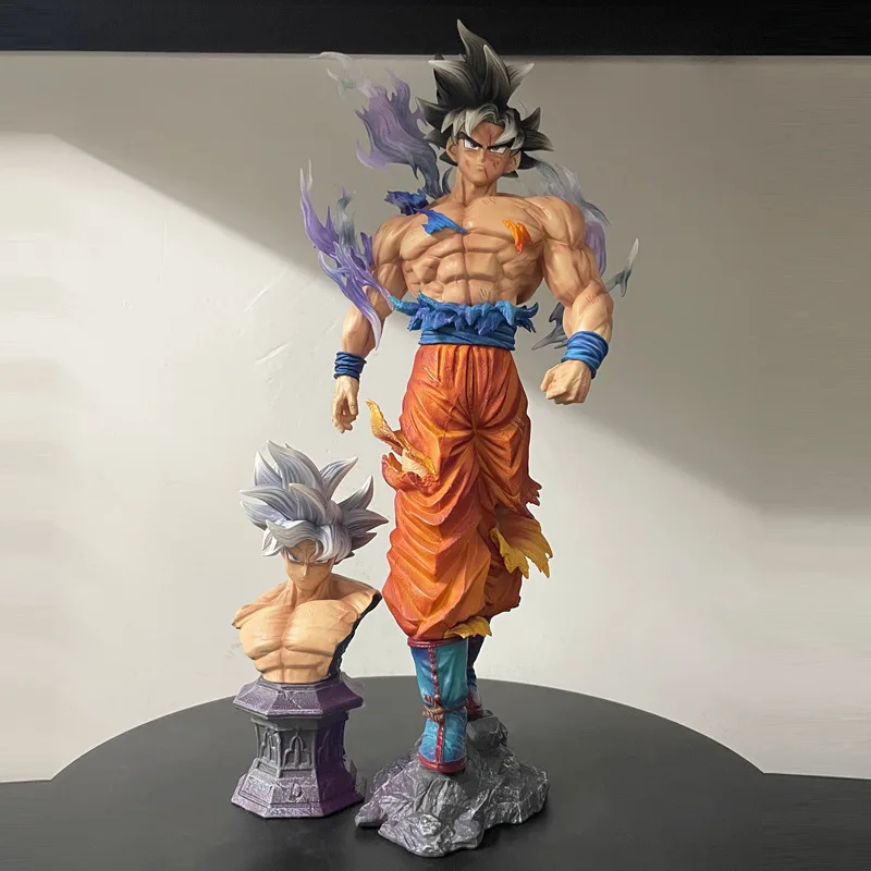 Figura de PVC de Goku Ultra Instinto de Dragon Ball de 38 cm, Figura de Gran Tamaño con Cabeza Doble Intercambiable, Modelo Coleccionable de Anime, Juguete Decorativo, Regalo